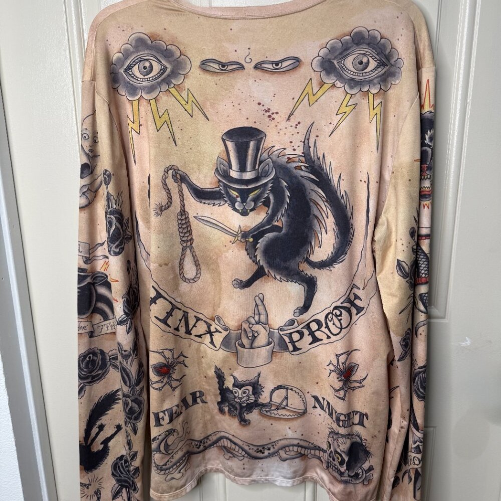 YMX by Yellowman MadKool Black Cat Heart Tattoo graphic Shirt XL